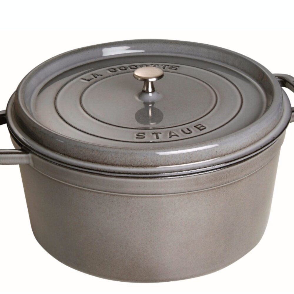 Staub Cast Iron 24cm Round Cocotte - Graphite Grey